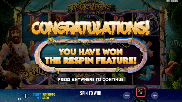 Rock of Vegas слот функция повторных вращений